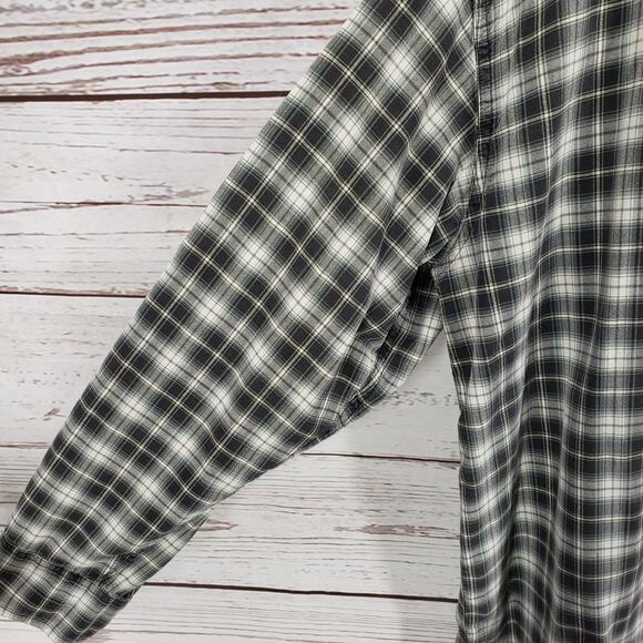 Ivy Crew Classics Men's Black Gray Plaid Cotton Long Sleeve Shirt Size Large - Picture 4 of 13
